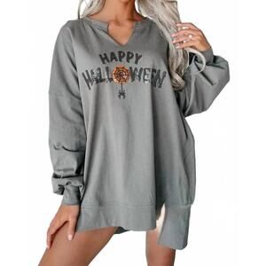 NEW DEAR LOVER happy halloween sweatshirt in gray